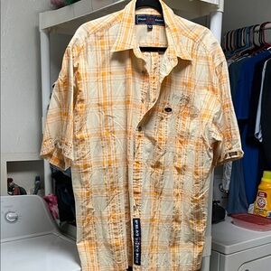 Phat Farm Orange and Cream Plaid Shirt